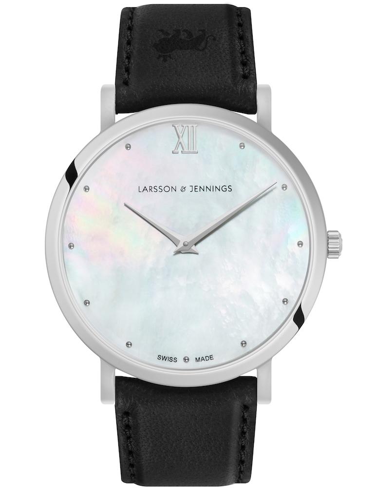 Bernadotte Lugano Leather 40mm Silver Pearl
