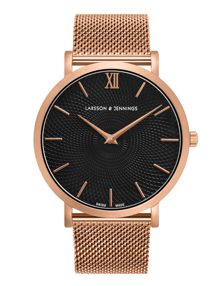 Sloan Guilloche Milanese 40mm Rose Gold Black