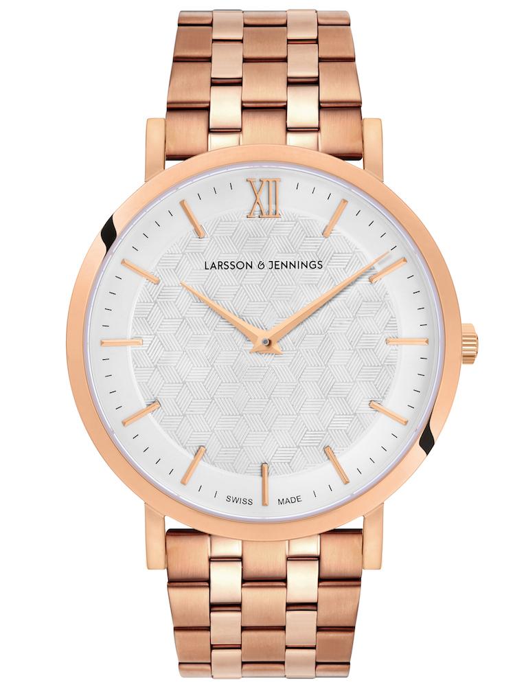 Sloan Cube Vasa Link 40mm Rose Gold White