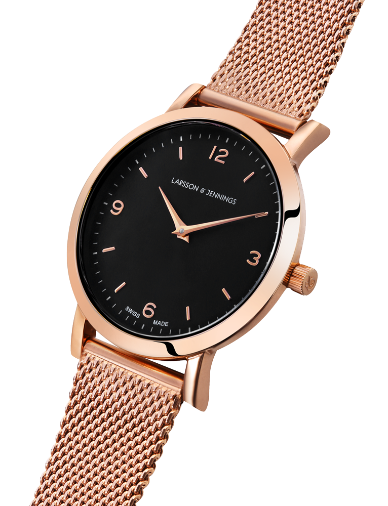 Lj Classic Lugano Milanese 33mm Rose Gold Black