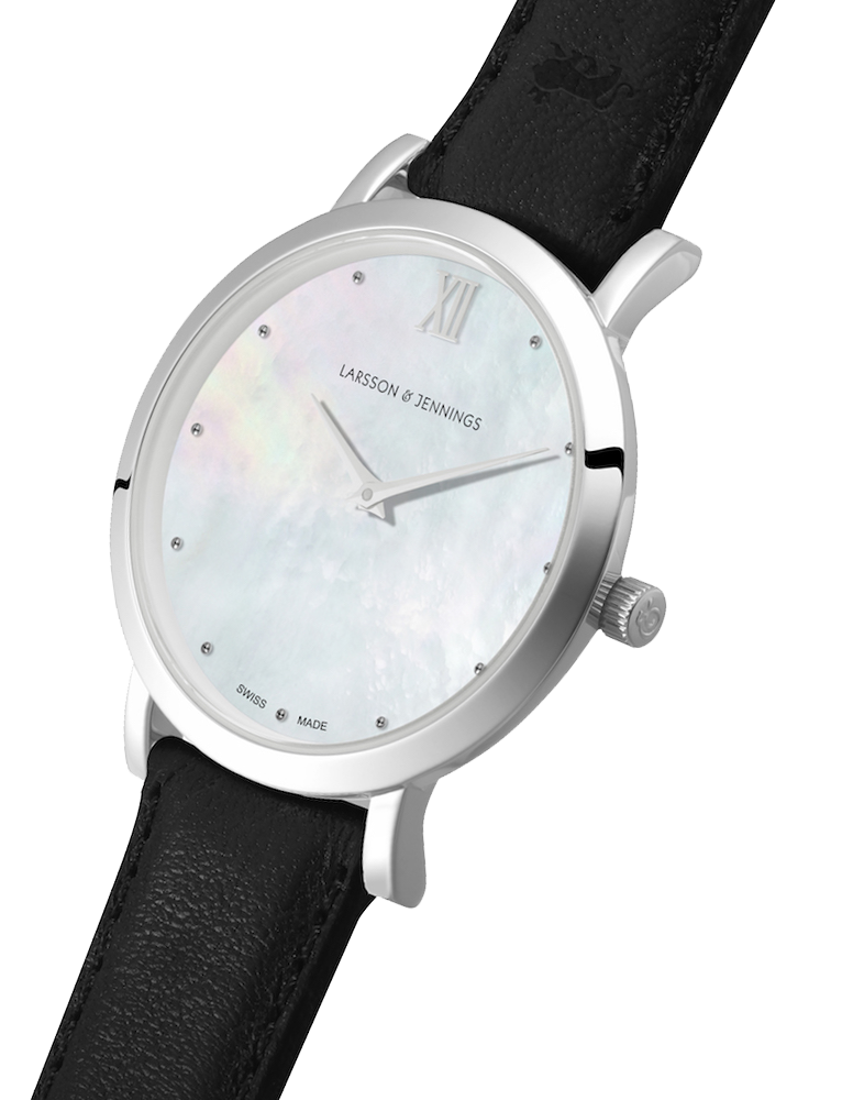 Bernadotte Lugano Leather 33mm Silver Pearl