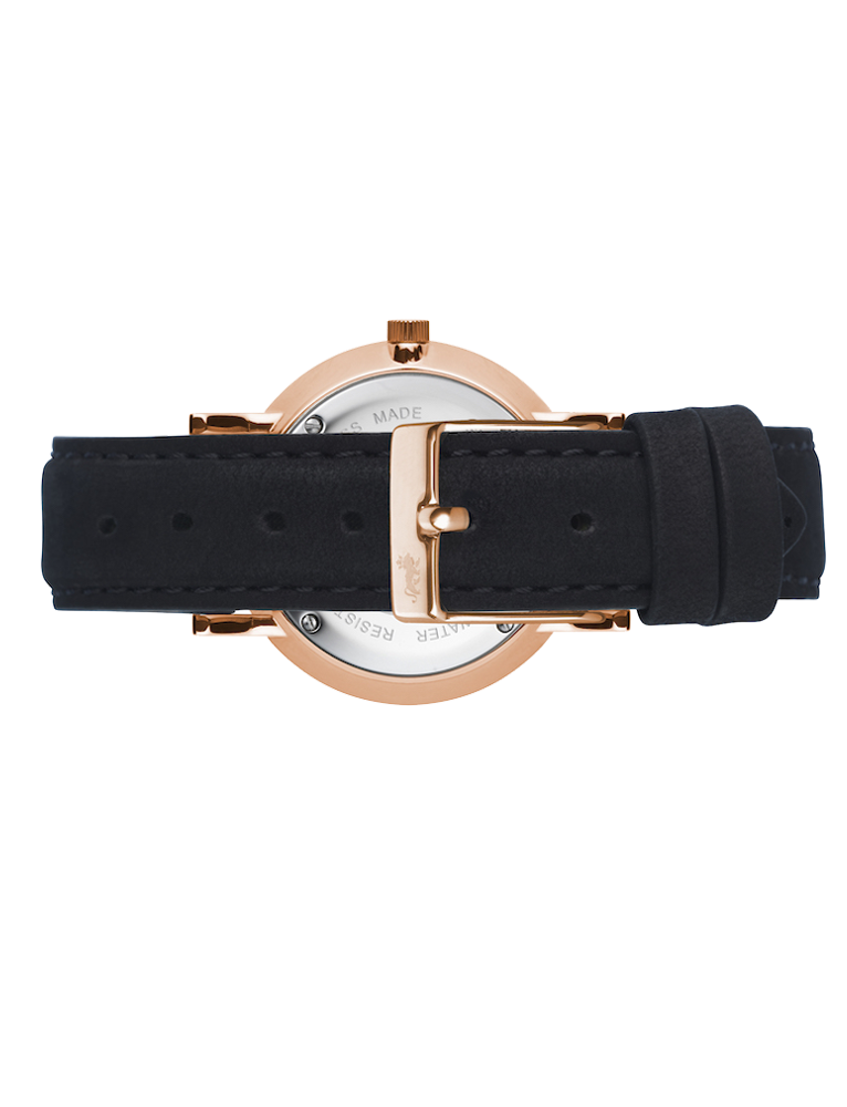 Bernadotte Lugano Leather 33mm Rose Gold Pearl