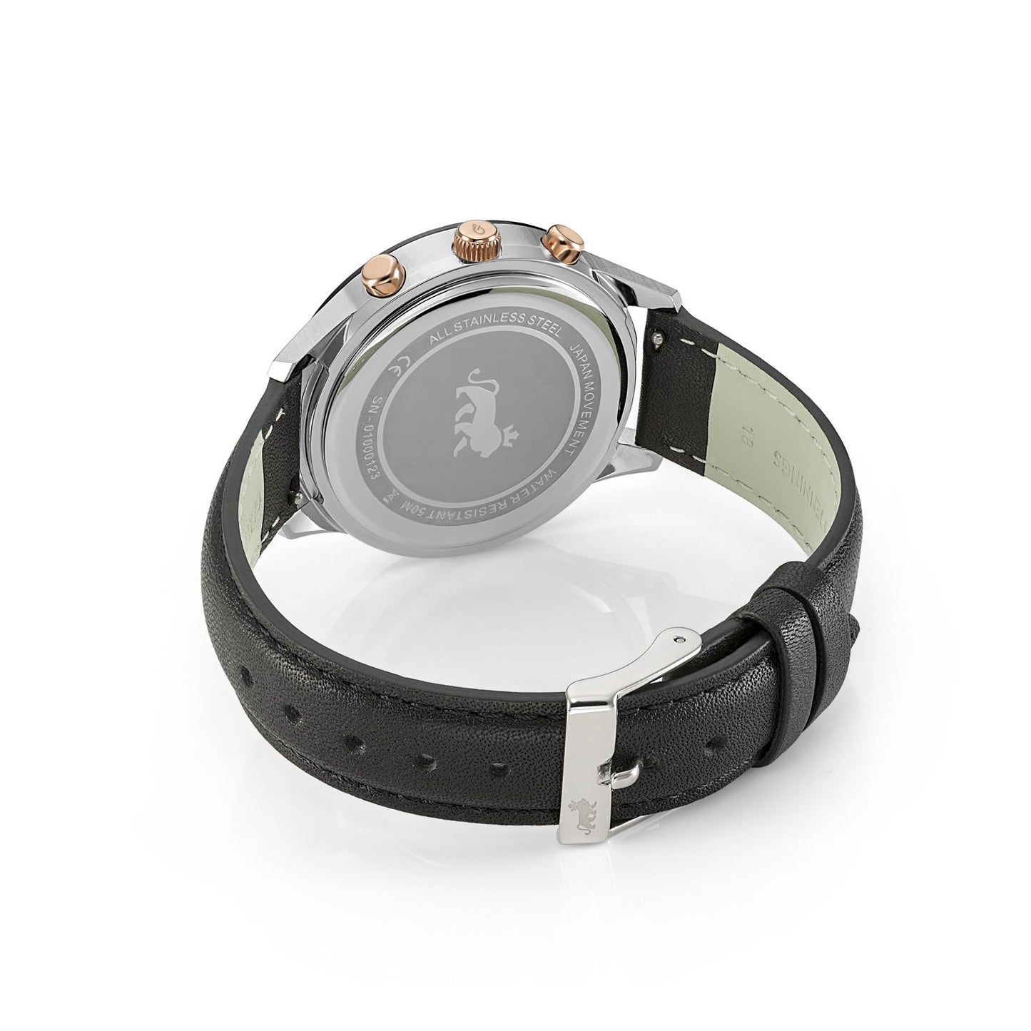 Rally Black Leather 39mm Silver Black White Rose Gold