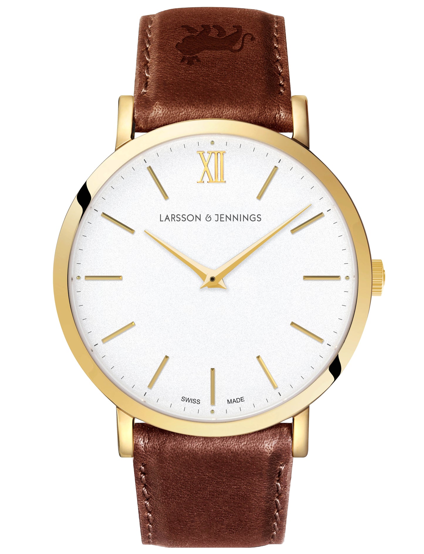 LUGANO LEATHER 40MM GOLD SATIN-WHITE