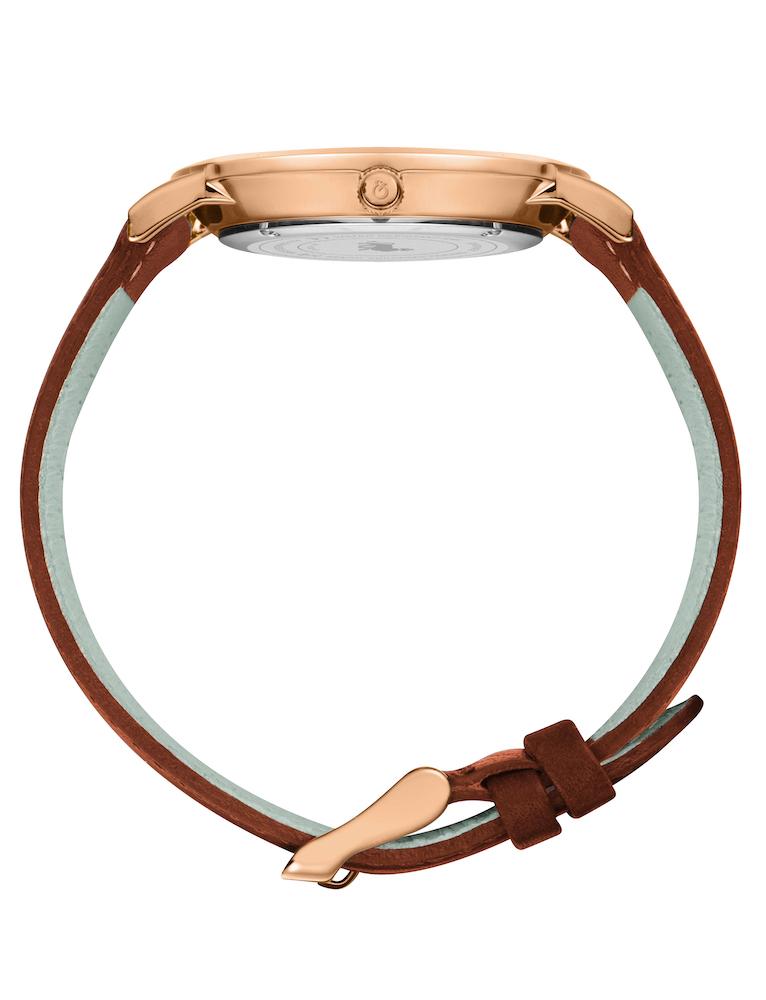 LUGANO LEATHER 40MM ROSE GOLD SATIN-WHITE
