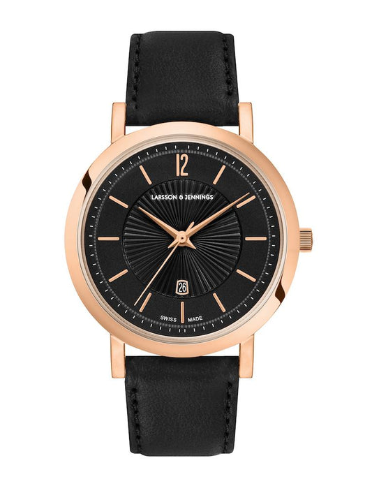 Opera Leather 33mm Rose Gold Charcoal