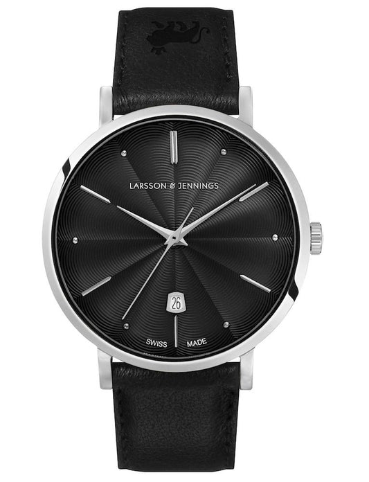 Aurora Leather 38mm Silver Black