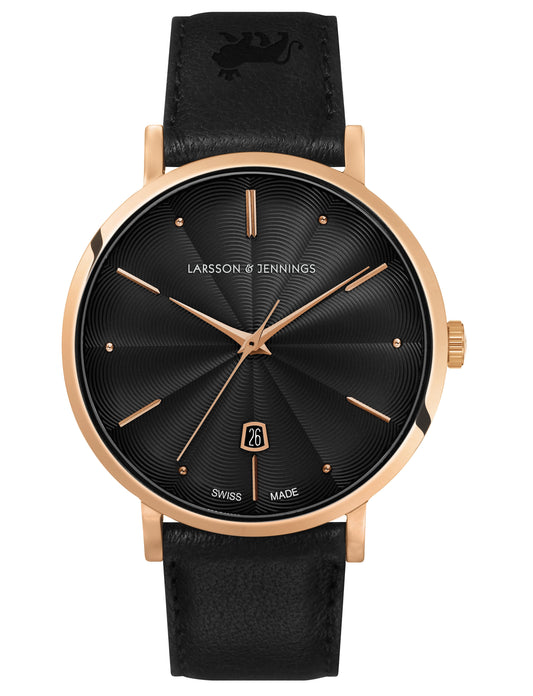 Aurora Leather 38mm Rose Gold Black
