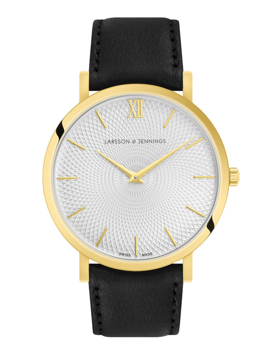 Sloan Guilloche Leather 40mm Gold White