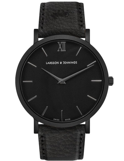 Sloan Guilloche Leather 40mm Black