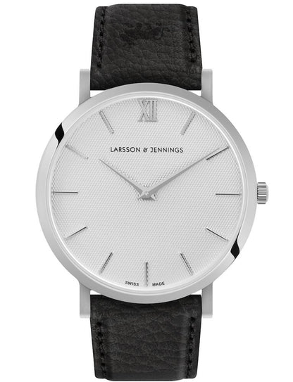 Sloan Pyramid Leather 40mm Silver White