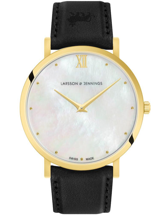 Bernadotte Lugano Leather 40mm Gold Pearl