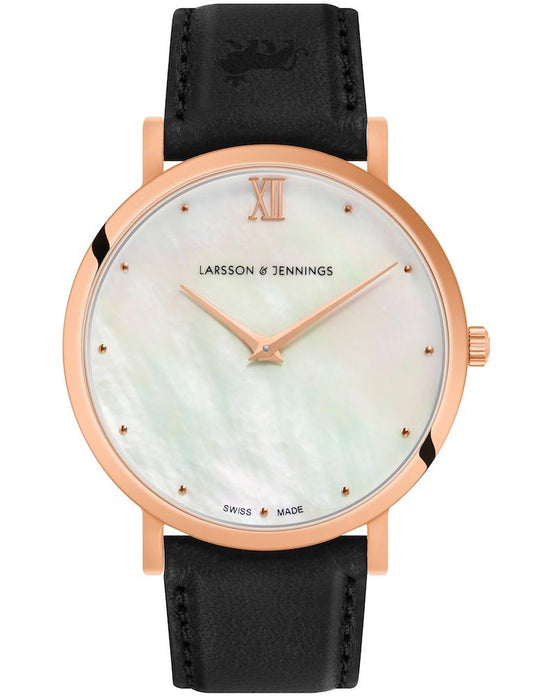 Bernadotte Lugano Leather 40mm Rose Gold Pearl