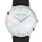Bernadotte Lugano Leather 40mm Silver Pearl