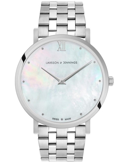 Bernadotte Lugano Vasa Link 40mm Silver Pearl
