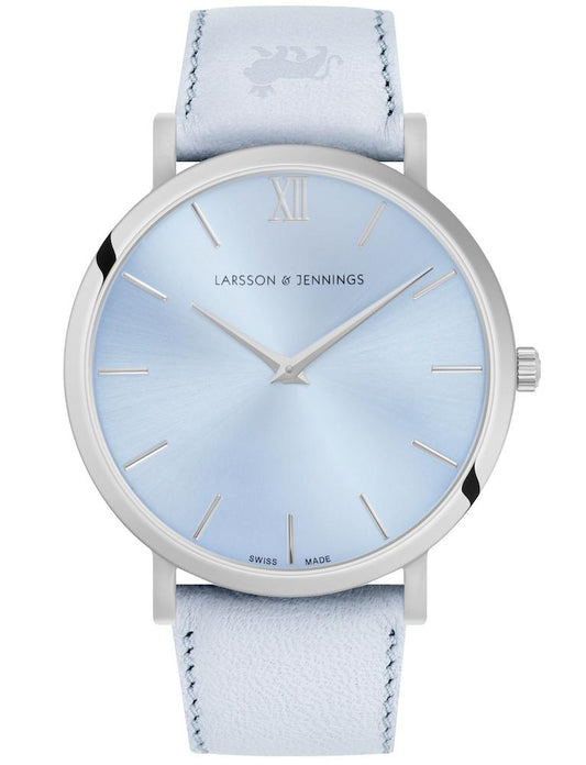 Solaris Lugano Leather 40mm Silver Blue