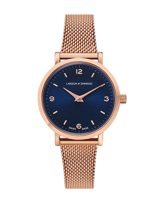 Solaris Lugano Milanese 26mm Rose Gold Navy