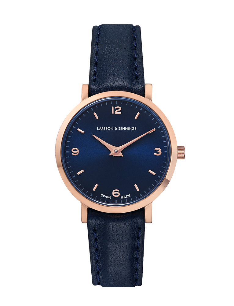 Solaris Lugano Leather 26mm Rose Gold Navy