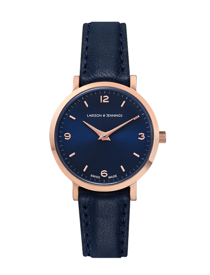 Solaris Lugano Leather 26mm Rose Gold Navy