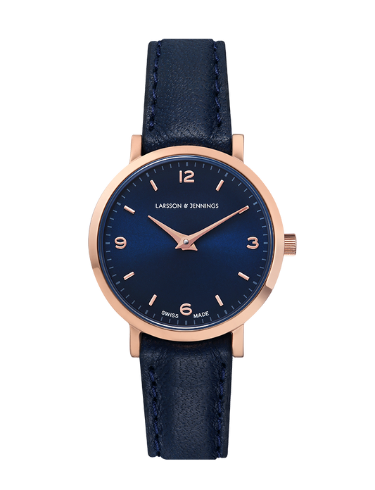 Solaris Lugano Leather 26mm Rose Gold Navy