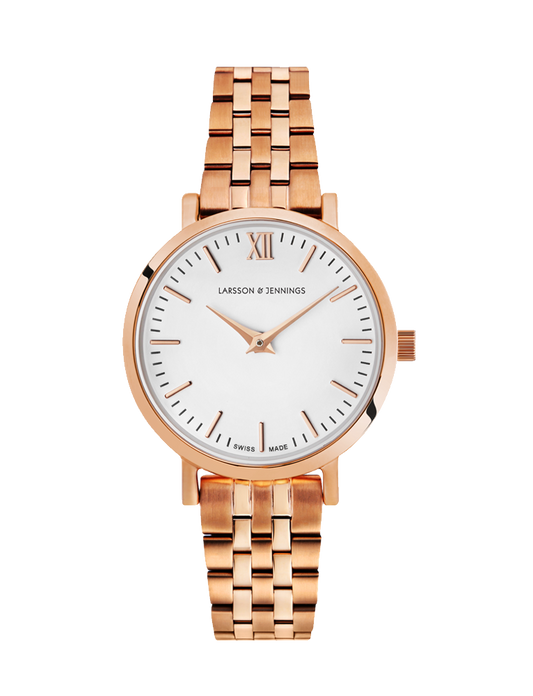 Lj Classic Lugano Vasa Link 26mm Rose Gold White