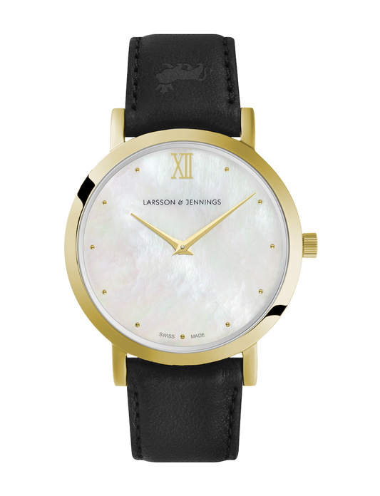 Bernadotte Lugano Leather 33mm Gold Pearl