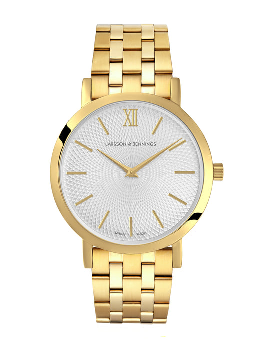 Sloan Guilloche Vasa Link 33mm Gold White