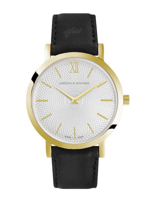 Sloan Guilloche Leather 33mm Gold White