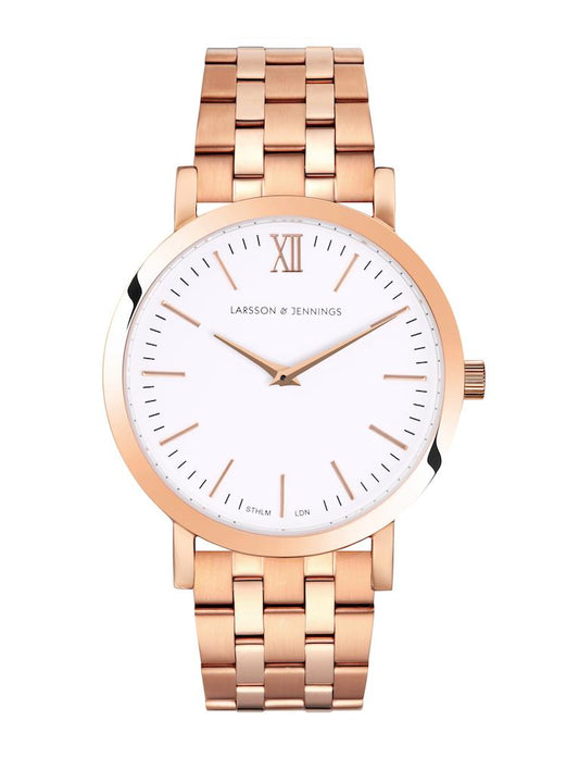Lj Classic Lugano Vasa Link 33mm Rose Gold White