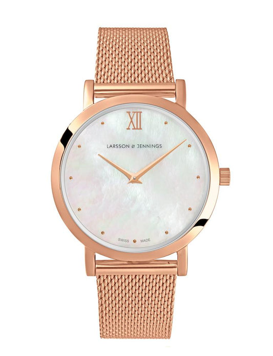 Bernadotte Lugano Milanese 33mm Rose Gold Pearl