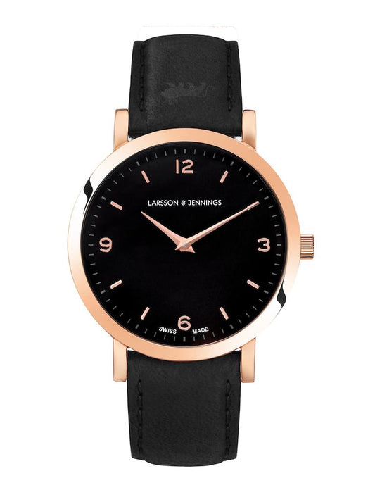 Lj Classic Lugano Leather 33mm Rose Gold Black