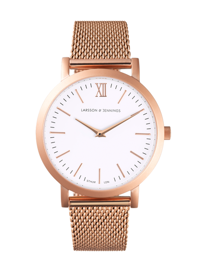 Lj Classic Lugano Milanese 33mm Rose Gold White