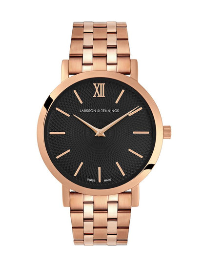 Sloan Guilloche Vasa Link 33mm Rose Gold Black