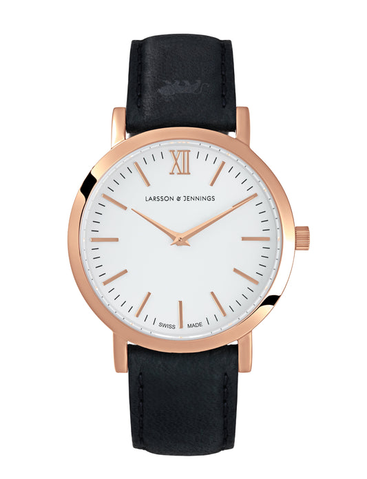 Lj Classic Lugano Leather 33mm Rose Gold White