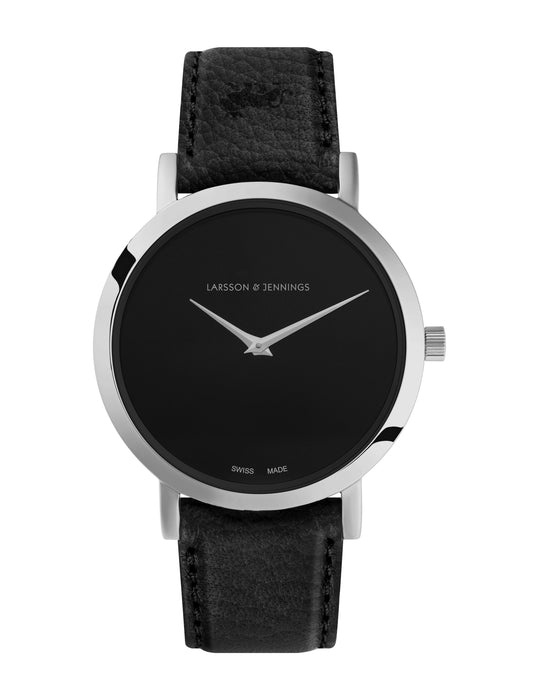 Jette Lugano Leather 33mm Silver Black