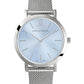 SOLARIS LUGANO 33MM SILVER/LIGHT BLUE SUNRAY MILANESE SILVER