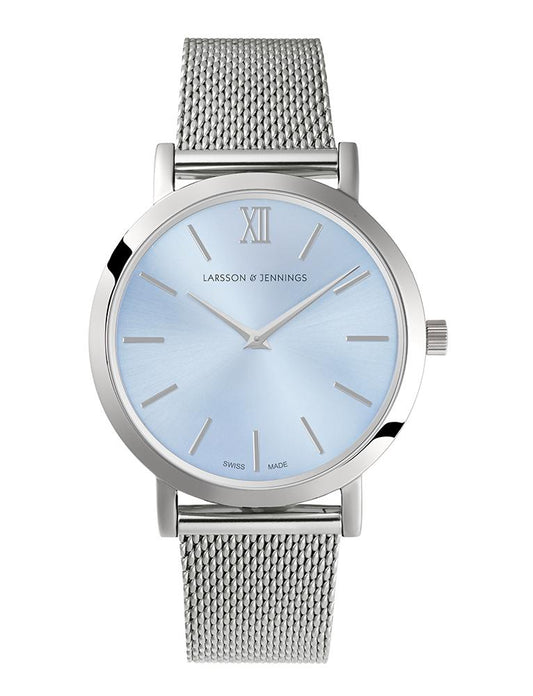SOLARIS LUGANO 33MM SILVER/LIGHT BLUE SUNRAY MILANESE SILVER
