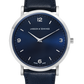 Solaris Lugano Leather 38mm Silver Navy
