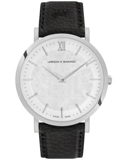 Sloan Cube Leather 40mm Silver White