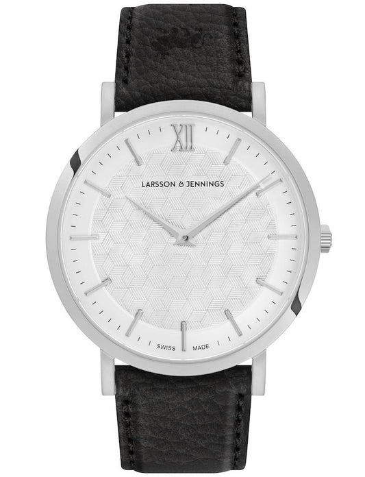 Sloan Cube Leather 40mm Silver White