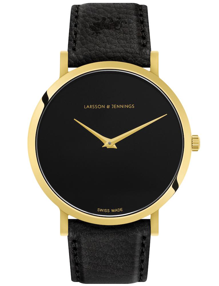 Jette Lugano Leather 40mm Gold Black