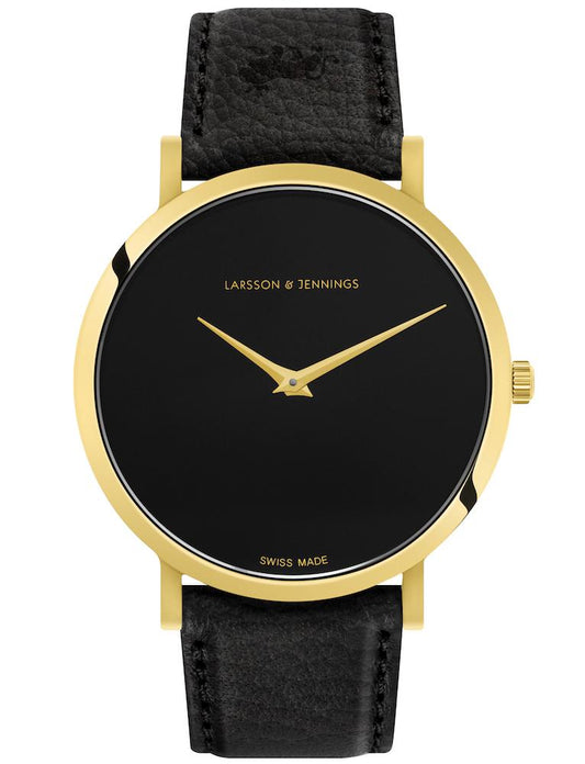 Jette Lugano Leather 40mm Gold Black