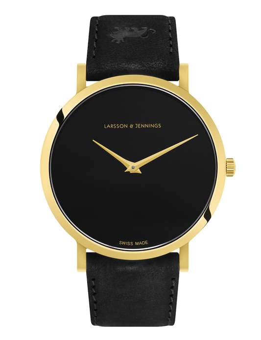 Jette Lugano Leather 40mm Gold Black