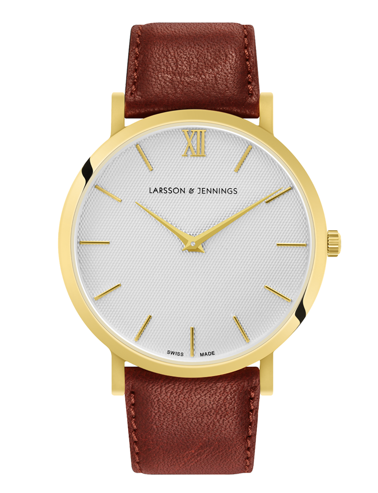 Sloan Pyramid Leather 40mm Gold White