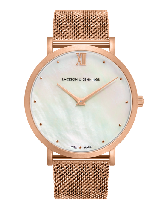 Bernadotte Lugano Milanese 40mm Rose Gold Pearl