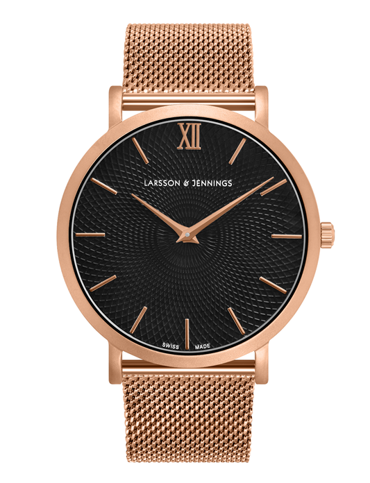 Sloan Guilloche Milanese 40mm Rose Gold Black