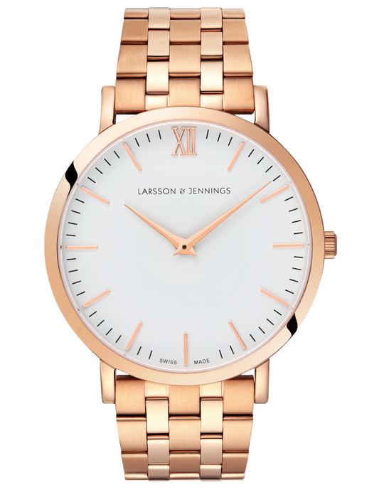 Lj Classic Lugano Vasa Link 40mm Rose Gold White