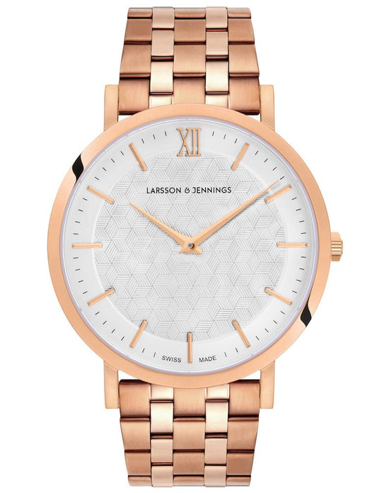 Sloan Cube Vasa Link 40mm Rose Gold White