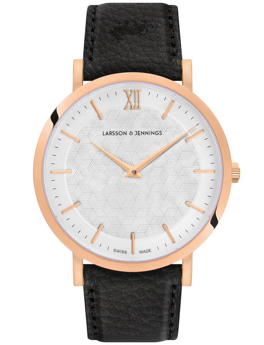 Sloan Cube Leather 40mm Rose Gold White