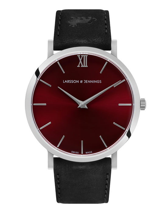 Solaris Lugano Leather 40mm Silver Red